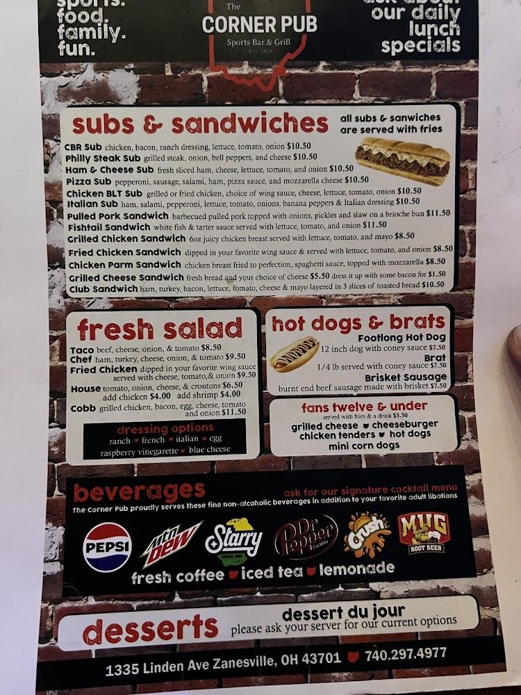 The Corner Pub Sports Bar and Grill Menu image 1