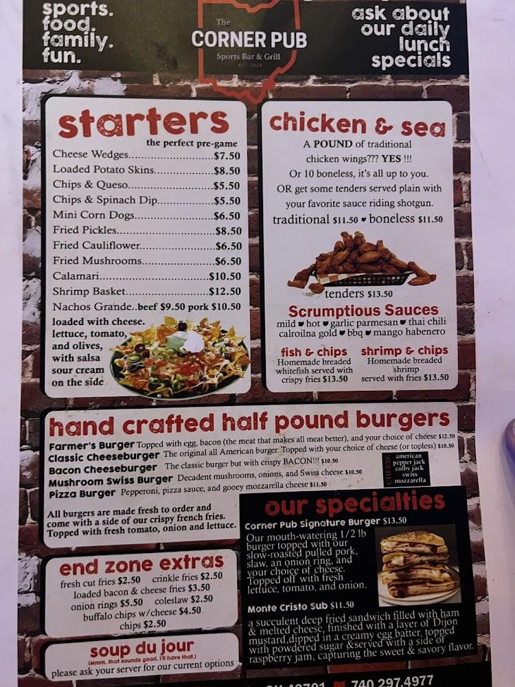 The Corner Pub Sports Bar and Grill Menu image 2